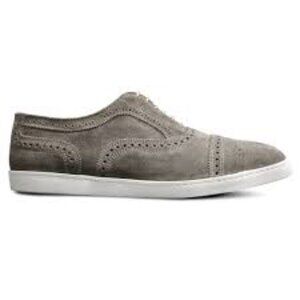 Allen Edmonds Grey Suede Strand Oxford Wingtip White Sole Dress Sneaker Sz 7